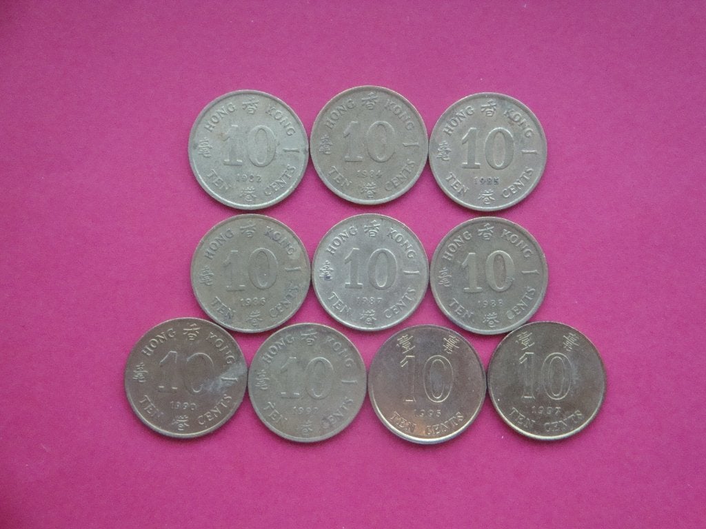 Kavel Hongkong setje munten 10 Cent 1982 / 1997., Verzenden, Zuid-Azië, Setje
