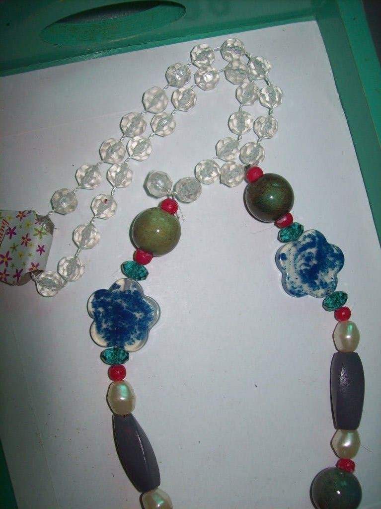 Ketting Kristal Wit Meer kleur Steen kraal Fraai model, Sieraden, Tassen en Uiterlijk, Kettingen, Overige kleuren, Nieuw, Steen of Mineraal