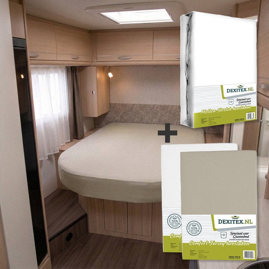 Textielpakket Queensbed/Eilandbed - 1 molton met 2 jersey, Caravans en Kamperen, Dexitex.nl, Verzenden, Buurserstraat 15 A, 7481 EG,Haaksbergen