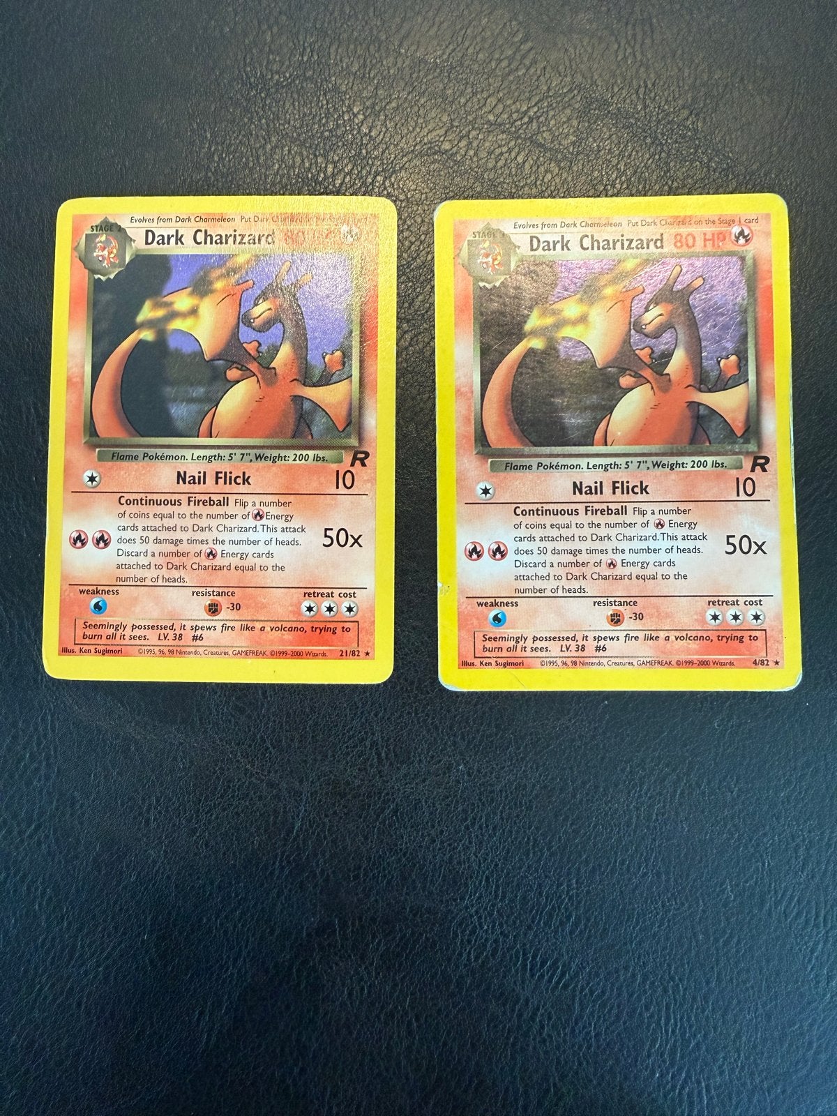 Dark Charizard 4/82 & 21/82 - Team Rocket Set, Hobby en Vrije tijd, Ophalen of Verzenden, Gebruikt, Meerdere kaarten