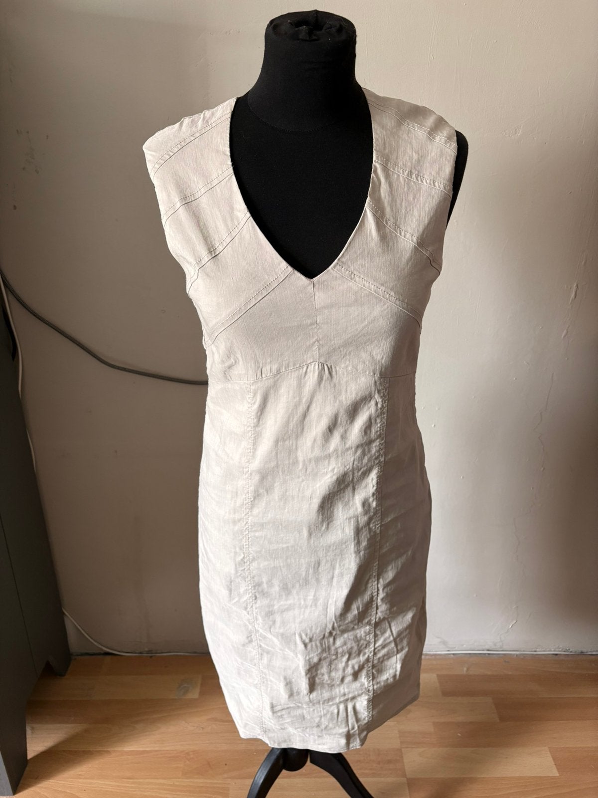 Sarah Pacini mooi beige linnen jurkje mt 36 ZGAN, Ophalen of Verzenden, Zo goed als nieuw, Maat 36 (S), Beige