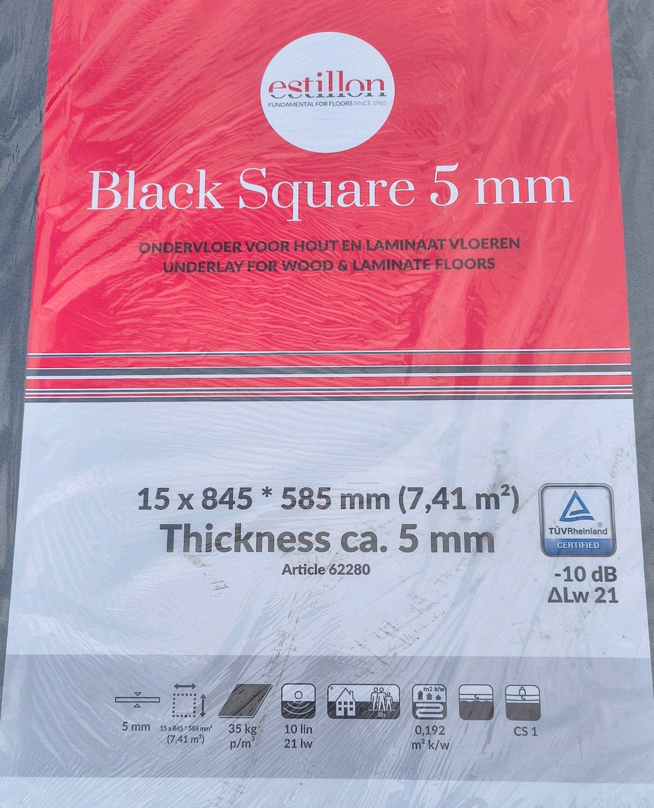 Twee pakken Estillon Black Square ondervloer, Ophalen, Overige materialen, 30 cm of meer, 50 tot 150 cm