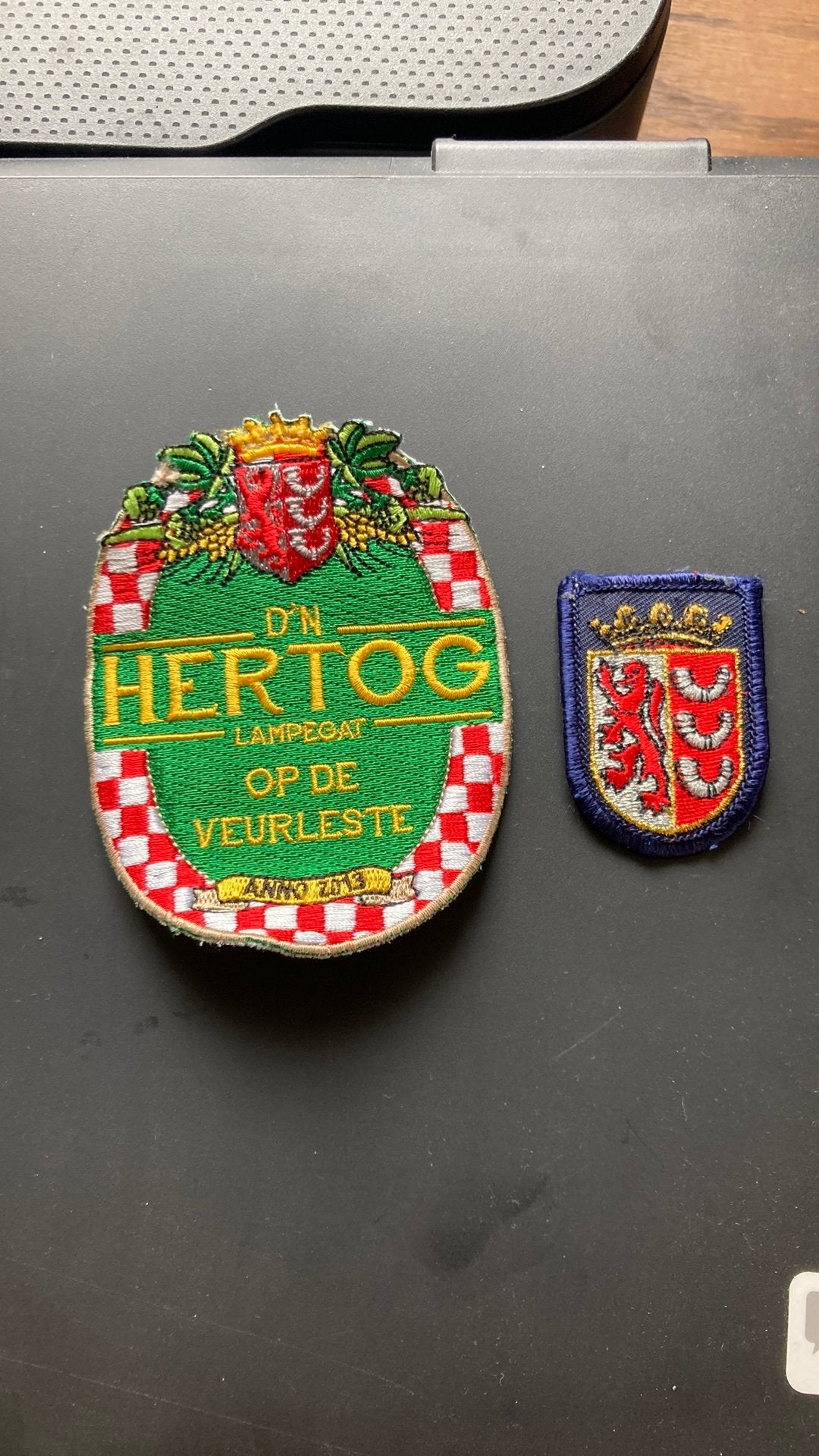 2x emblemen van Lampegat, Carnaval, Ophalen of Verzenden, Zo goed als nieuw, Accessoires