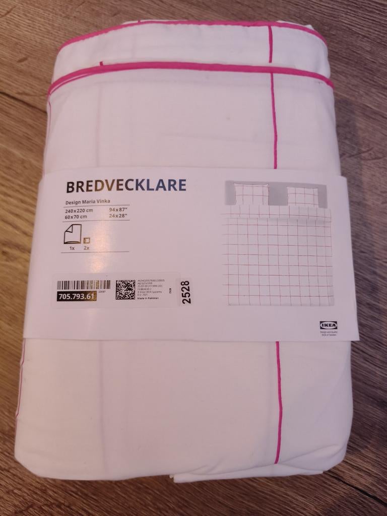 IKEA BREDVECKLARE Dekbedovertrek 240x220 cm roze/wit, Ophalen, Wit, Dekbedovertrek, Nieuw