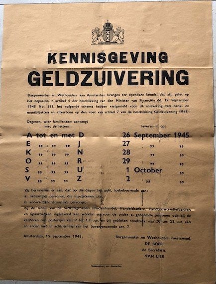 KENNISGEVING VAN GELDZUIVERING INLEVERING VAN BANK EN MUNT.., Ophalen of Verzenden