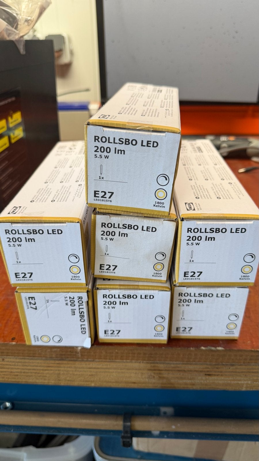 7x IKEA ROLLSBO LED E27 200lm 1800K 5.5W - Nieuw in verpakki, Ophalen of Verzenden, Nieuw