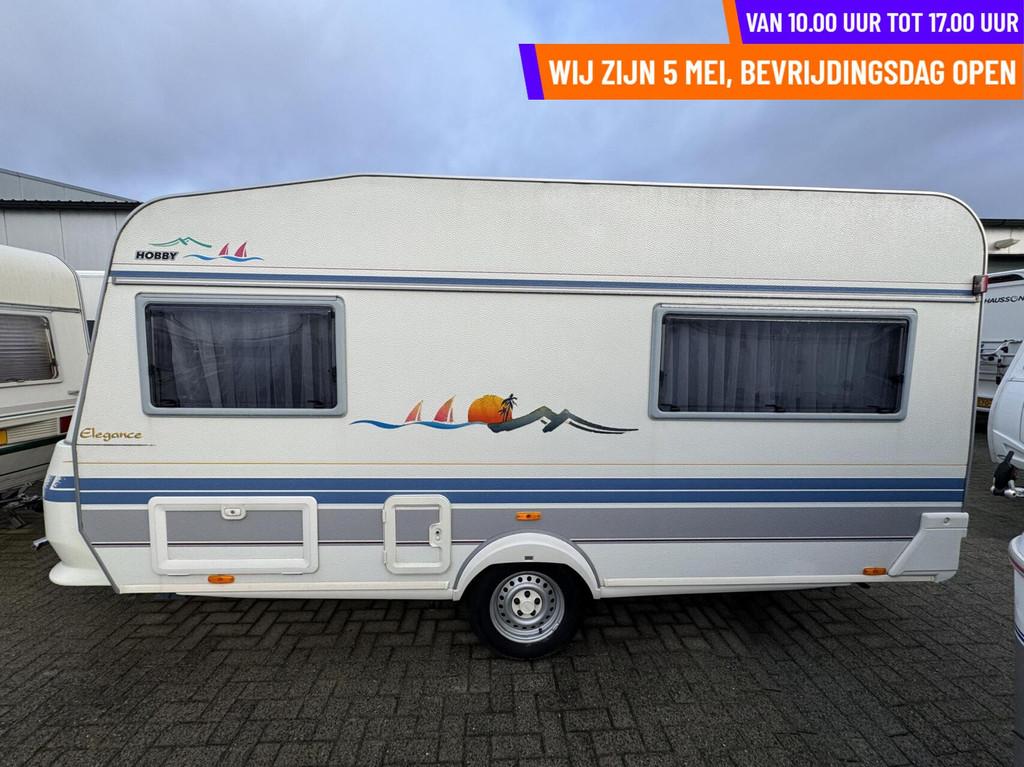 Hobby 430 ELEGANCE DWARSBED, VOORTENT, TOILET,FIETSENDRAGER, Caravans en Kamperen, Caravans, Hobby, Bedrijf, 6 tot 7 meter, Tot en met 3