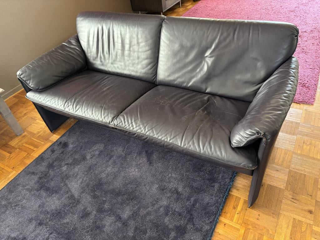 Leolux 2,5 zits paars leren bankje type Bora Bora,, Ophalen, Gebruikt, 150 tot 200 cm, Tweepersoons