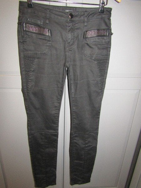 G510 Mos Mosh mt W30 jeans zwart coated imitatieleer studs, MOS MOSH, Verzenden, Zwart, Zo goed als nieuw