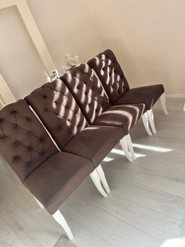 Zo goed als nieuwe eetkamerstoelen - Dubbelman Design, Huis en Inrichting, Stoelen, Ophalen, Bruin, Zo goed als nieuw, Vier