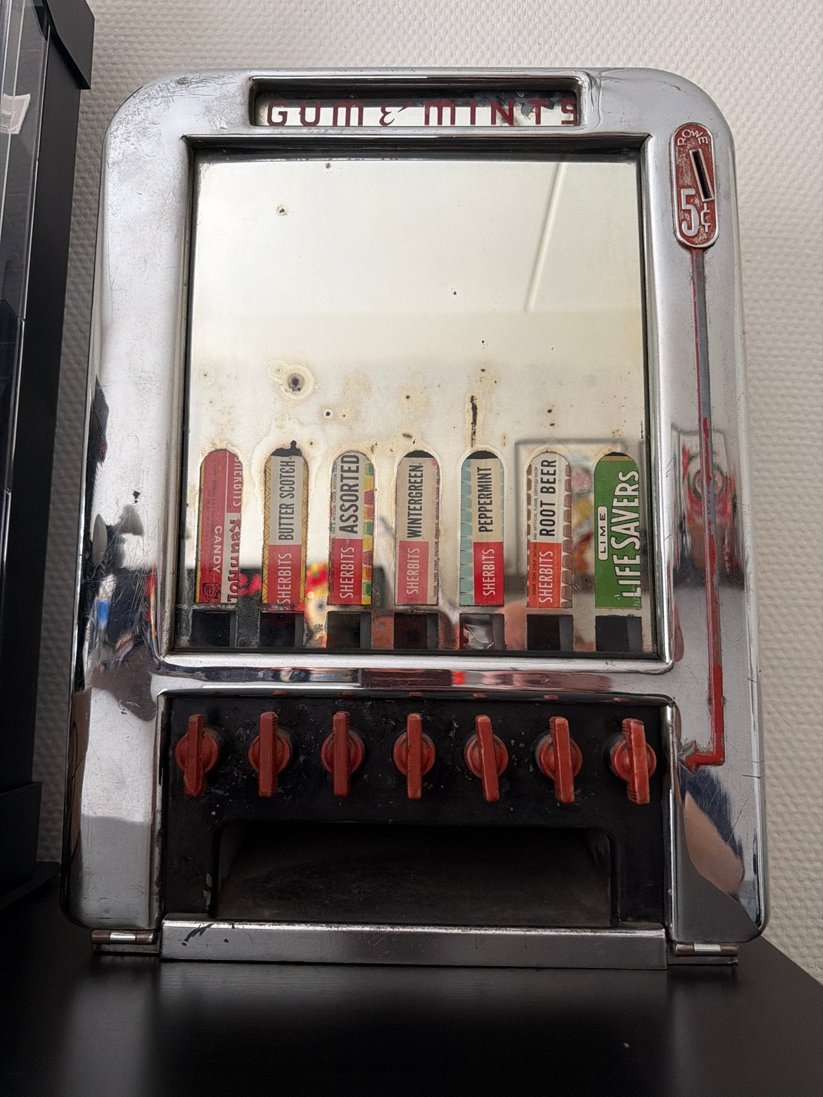 Vintage Chromen Rowe Gum & Mints Vending Automaat, Verzamelen, Ophalen of Verzenden, Gebruikt