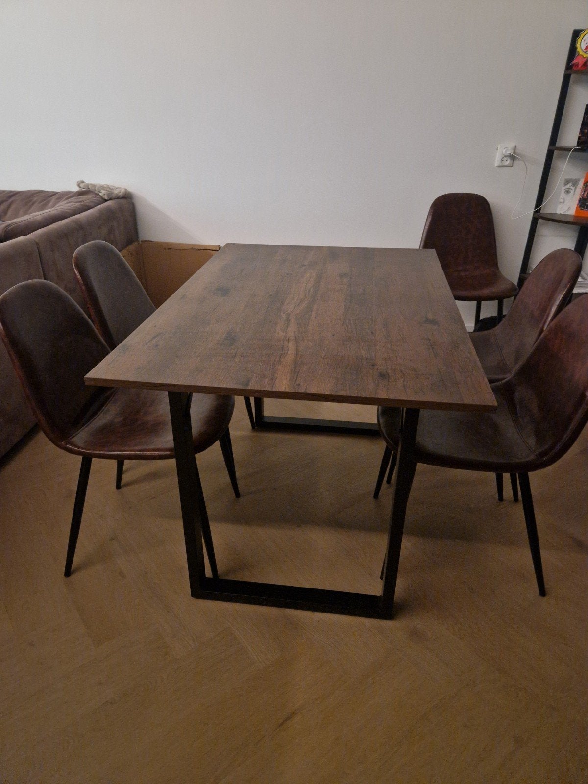 Eettafel met 6 stoelen, Ophalen, Gebruikt, 100 tot 150 cm, Overige materialen