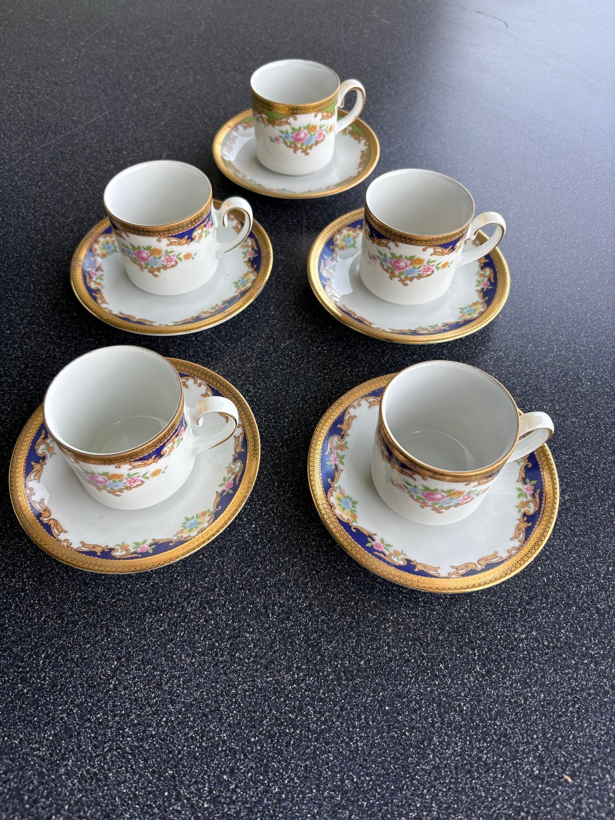 Tirschenreuth Bavaria Espresso Kopjes met Schotels (5 stuks), Ophalen of Verzenden