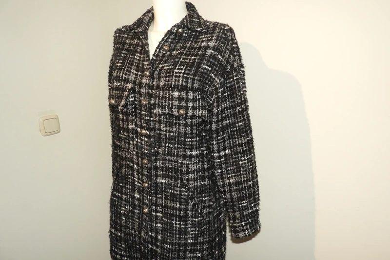 The Kooples vest jas zwart wit sier knopen ruiten print M, Maat 38/40 (M), Verzenden, Zwart, Gedragen
