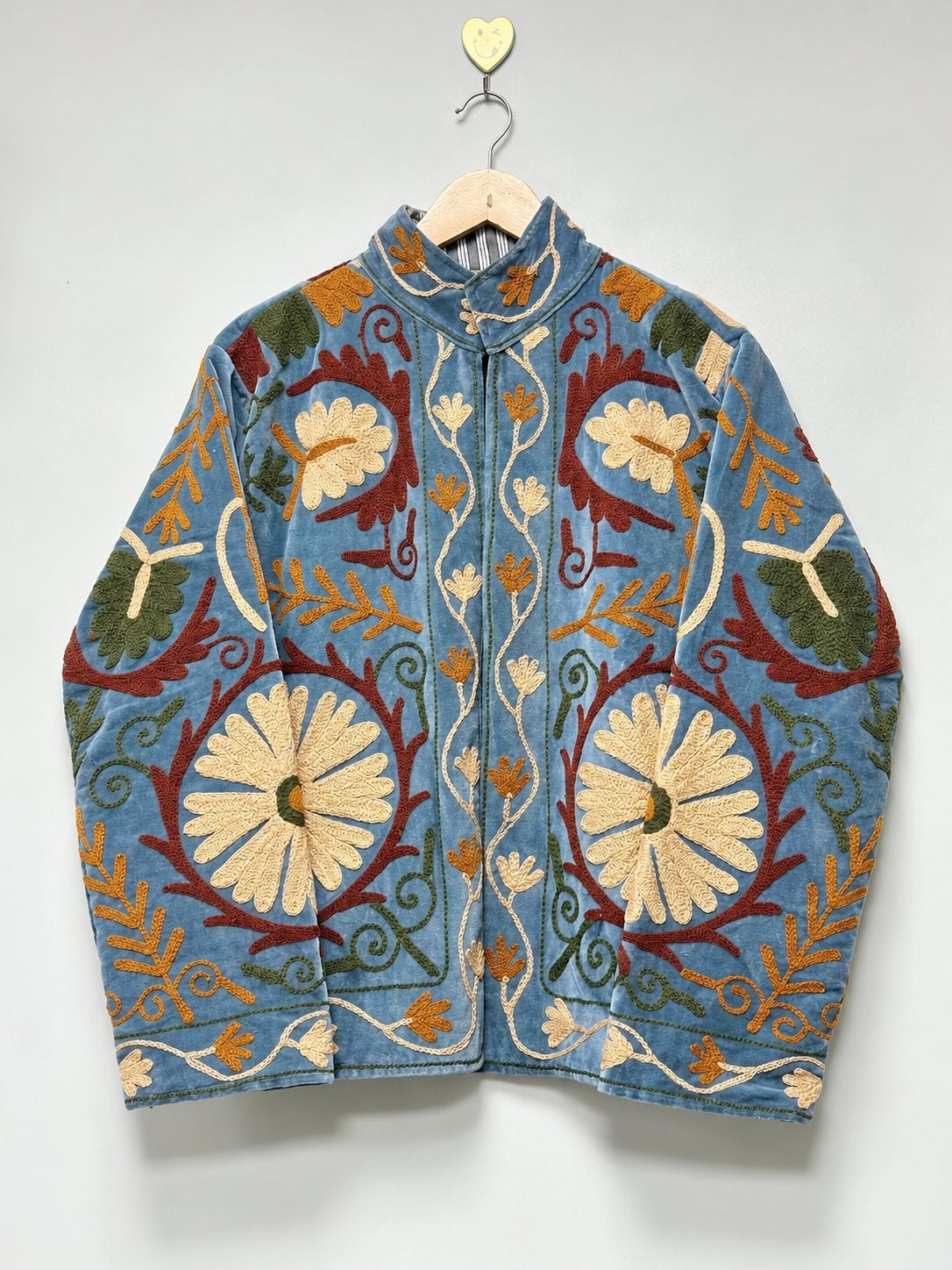️ Handgemaakt Velvet jasje India Suzani borduursel blauw, Verzenden, Nieuw, Blauw, Jasje
