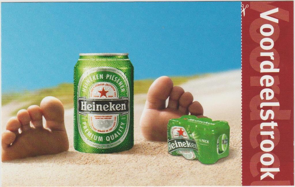 Heineken bier in Blik. - kaart met 'voordeelstrook' € 1,00, Ophalen, Nieuw, Overige typen, Heineken