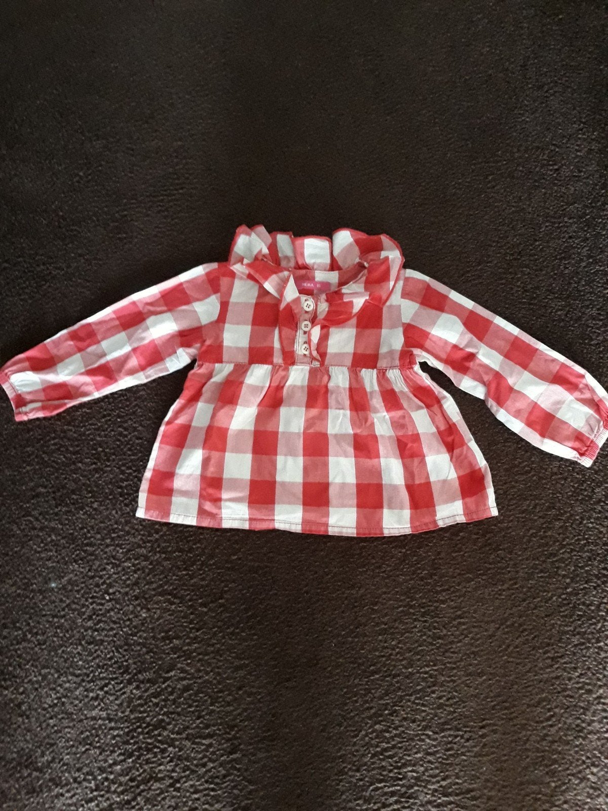 zgan blouse met roezels maat 86, Kinderen en Baby's, Babykleding | Maat 86, Meisje, Ophalen of Verzenden, Zo goed als nieuw, Overhemdje of Bloesje
