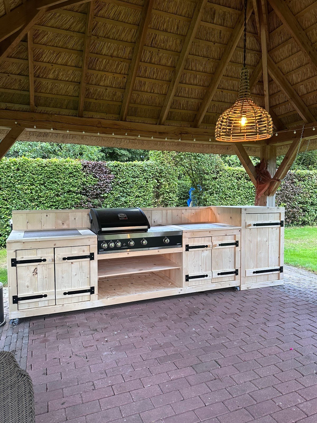 Steigerhouten buitenkeuken, Ophalen, Nieuw, Houtskool