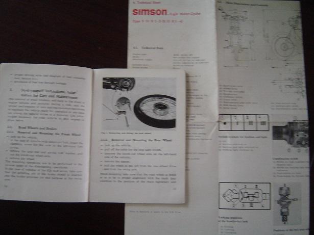 Simson light motorcycles bromfiets instructie boek KR51 S51, Fietsen en Brommers, Handleidingen en Instructieboekjes, Gebruikt