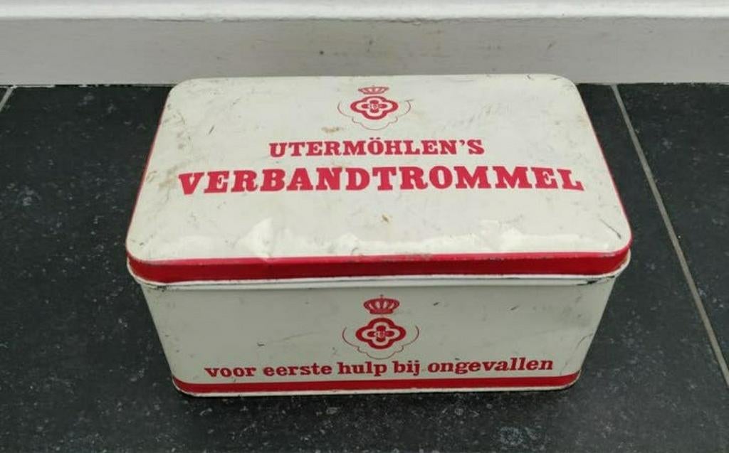 Uthermöhlen VERBAND-TROMMEL,crème,deksel,EHBO,Amsterdam, Verzamelen, Blikken, Ophalen of Verzenden, Gebruikt, Overige