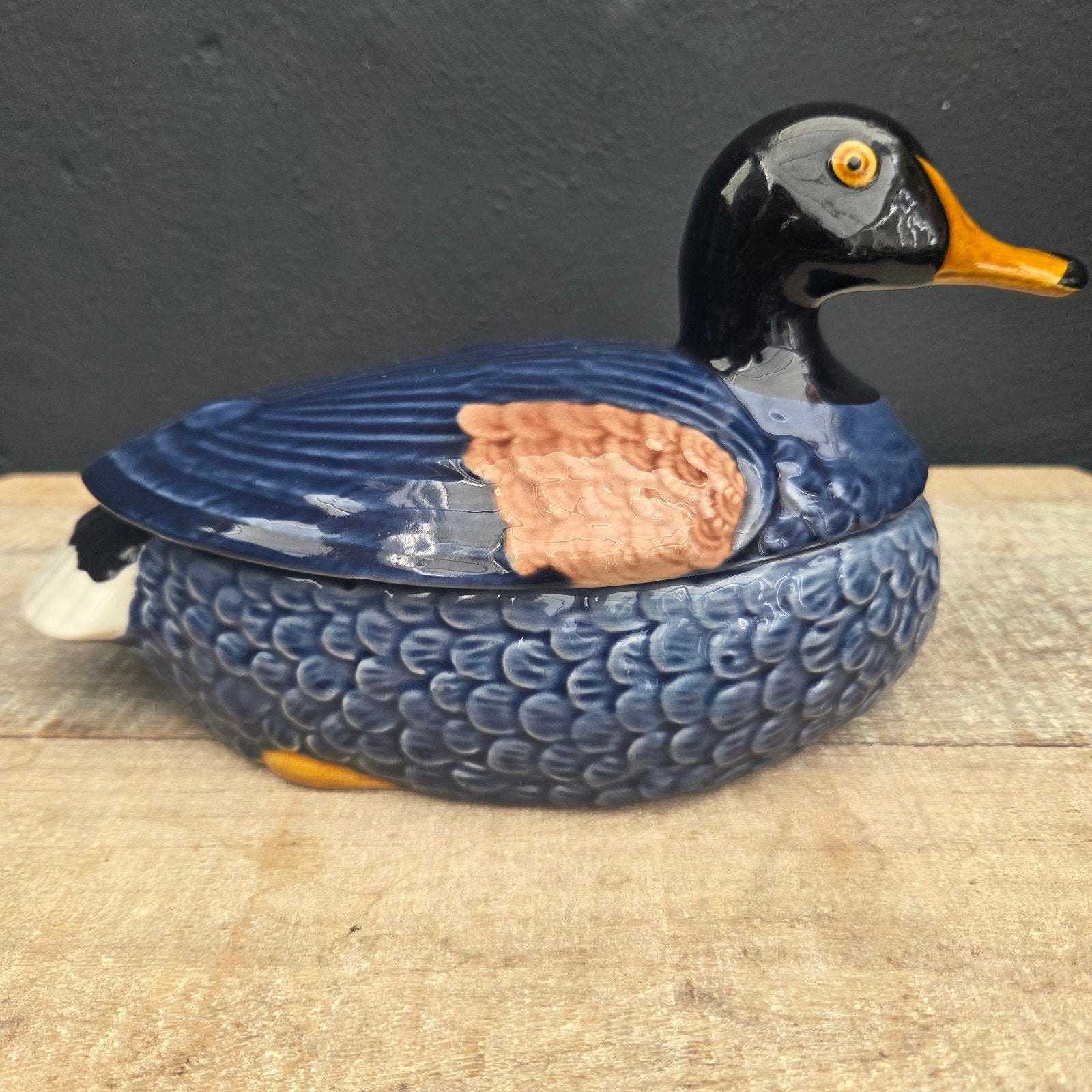 Michel Caugant terrine eend blauw, Antiek en Kunst, Ophalen of Verzenden