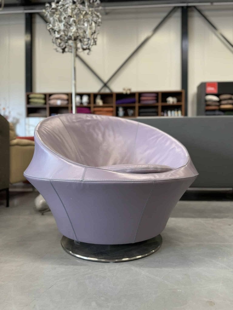 Als nieuw Leolux Ophelia Draai fauteuil leer design stoel, Leolux, Info@leolux.nl, Ophalen of Verzenden, Zo goed als nieuw