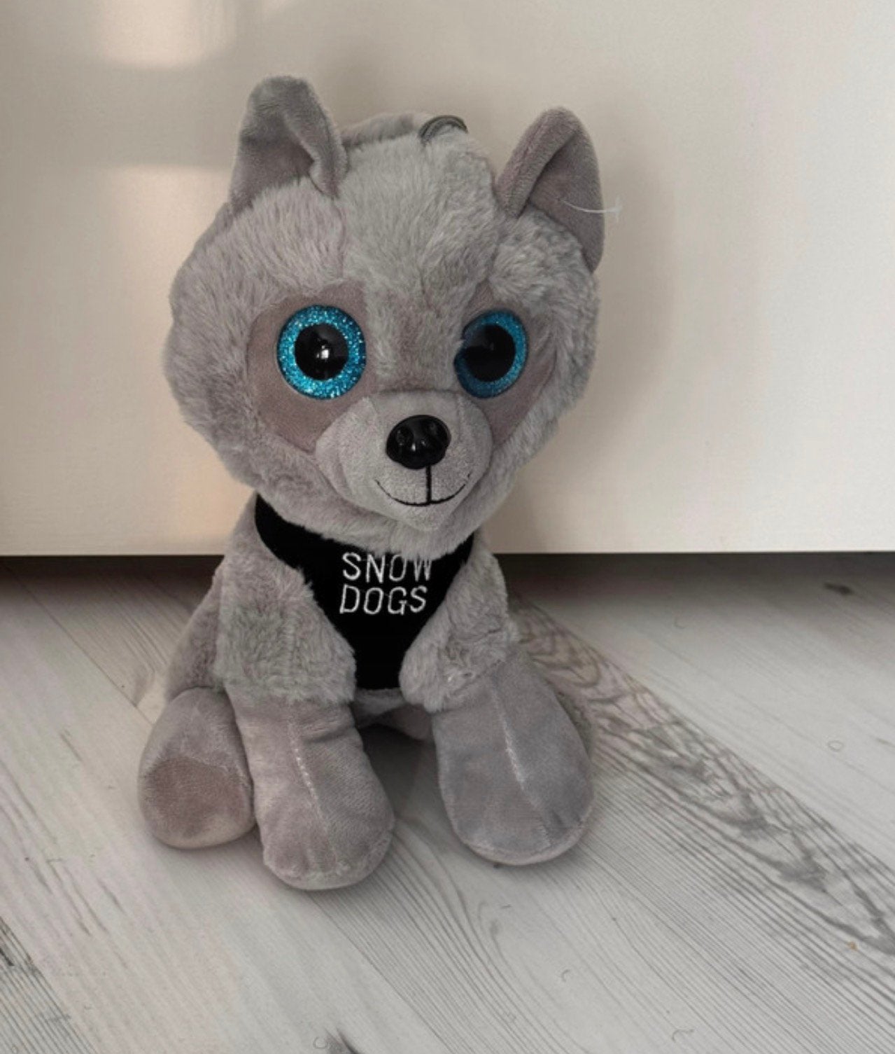 Knuffel "Snow Dogs" Husky Knuffel met Blauwe Glitterogen, Ophalen of Verzenden, Zo goed als nieuw, Hond