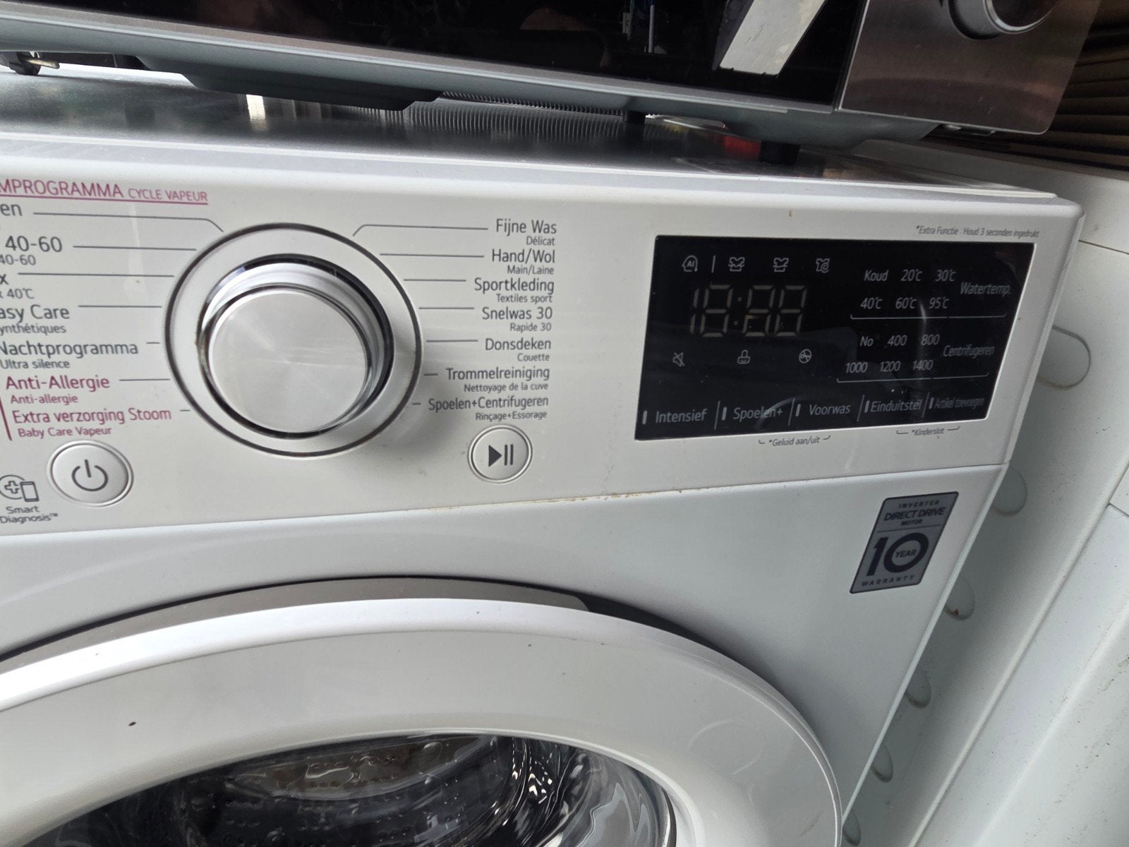 LG Wasmachine 8kg met Stoomfunctie en AI Direct Drive, 8 tot 10 kg, Ophalen, Zo goed als nieuw, 85 tot 90 cm