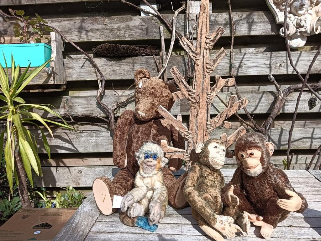 STEIFF apen en oude knuffelbeer, Ophalen of Verzenden