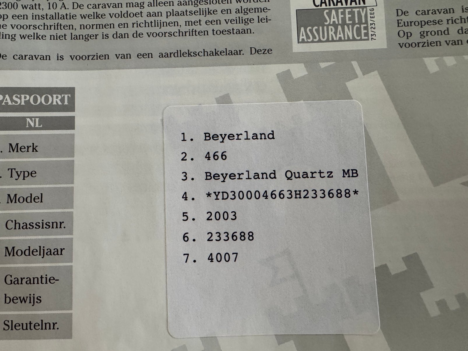 ️ TE KOOP – Beyerland Quartz 466 + grote winterharde voort., Standaardzit, Koelkast, Particulier, Tot en met 4