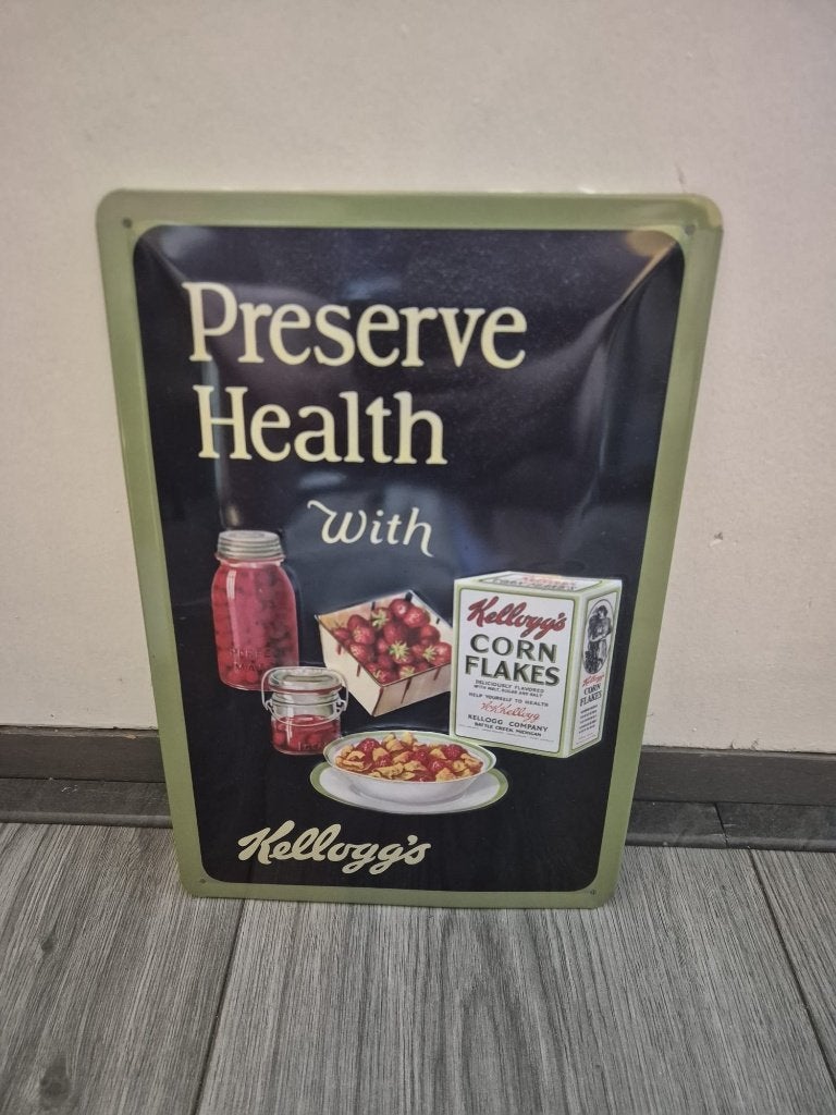 Kellogg's Corn Flakes retro metalen reclamebord, Ophalen of Verzenden, Zo goed als nieuw, Reclamebord