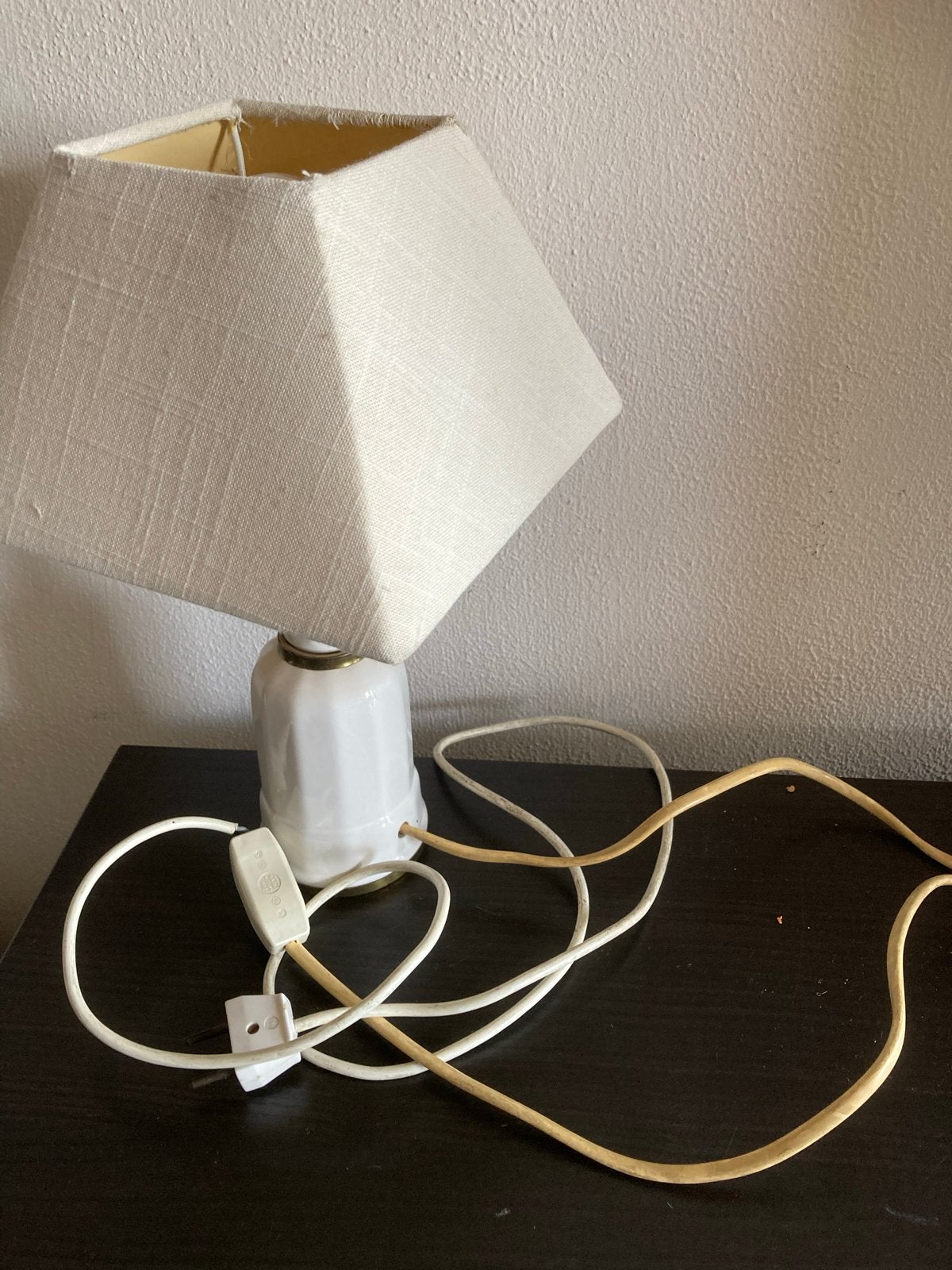 Heiberg Tafellamp Geglazuurd Porselein met Messing 32cm, Antiek en Kunst, Ophalen of Verzenden