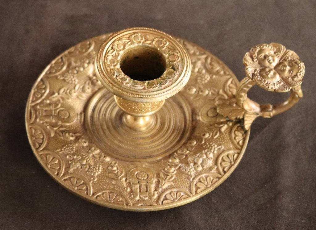 Bronzen Empire kandelaar, Antiek en Kunst, Antiek | Kandelaars, Koper of Brons, Ophalen of Verzenden