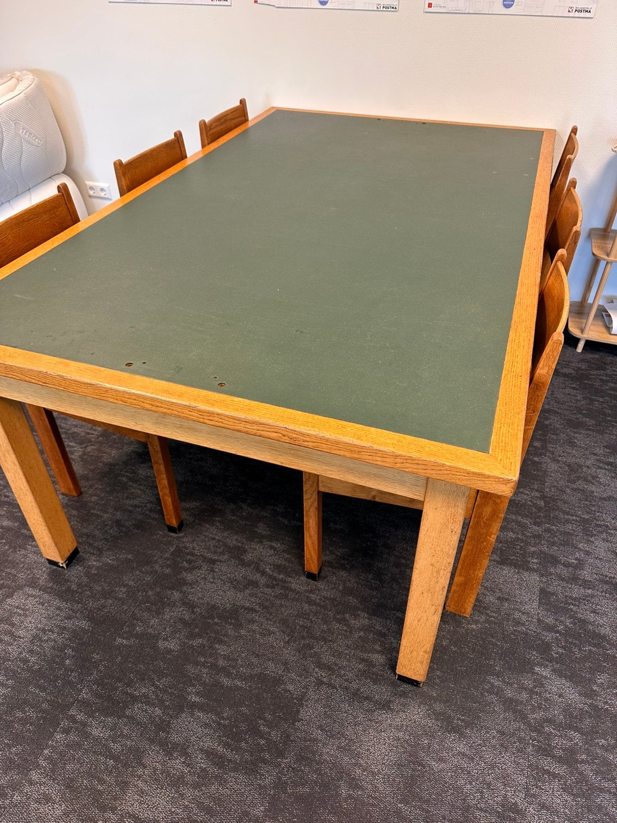 Antieke eiken (lees/ bibliotheek) tafel plus stoelen, Ophalen