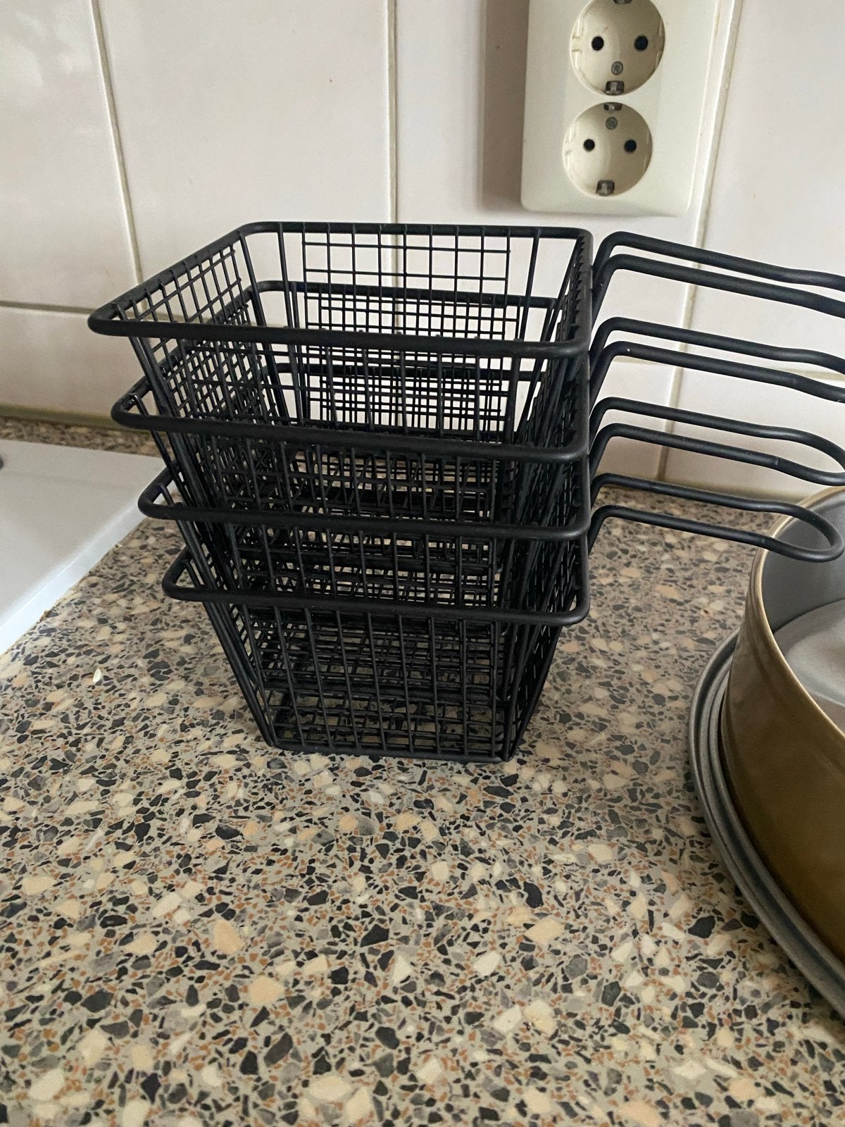 Set van 4 zwarte frituurmandjes, Witgoed en Apparatuur, Minder dan 1 liter, Ophalen, Gebruikt