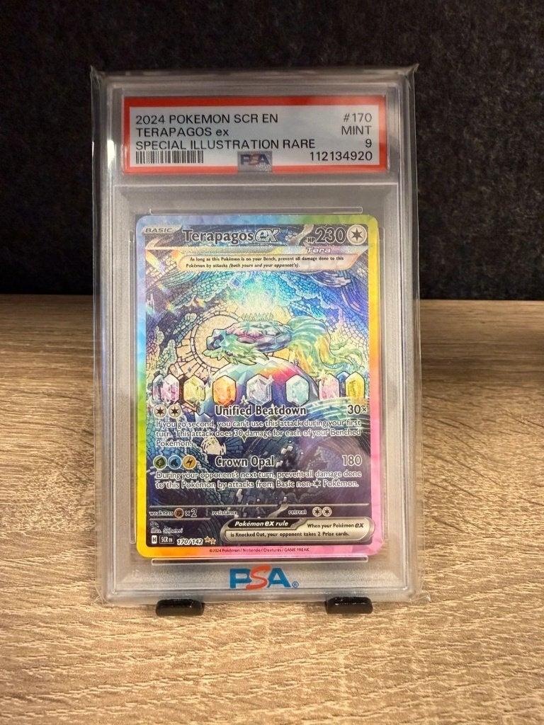 Pokémon | Terapagos ex | Psa 9 | 170/142 | 2024 | Holo, Ophalen of Verzenden, Zo goed als nieuw