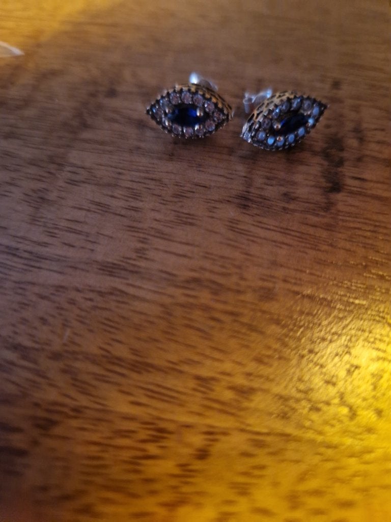Antieke oorstekers met saffiertjes., Sieraden, Tassen en Uiterlijk, Antieke sieraden, Ophalen of Verzenden, Zilver, Oorbellen