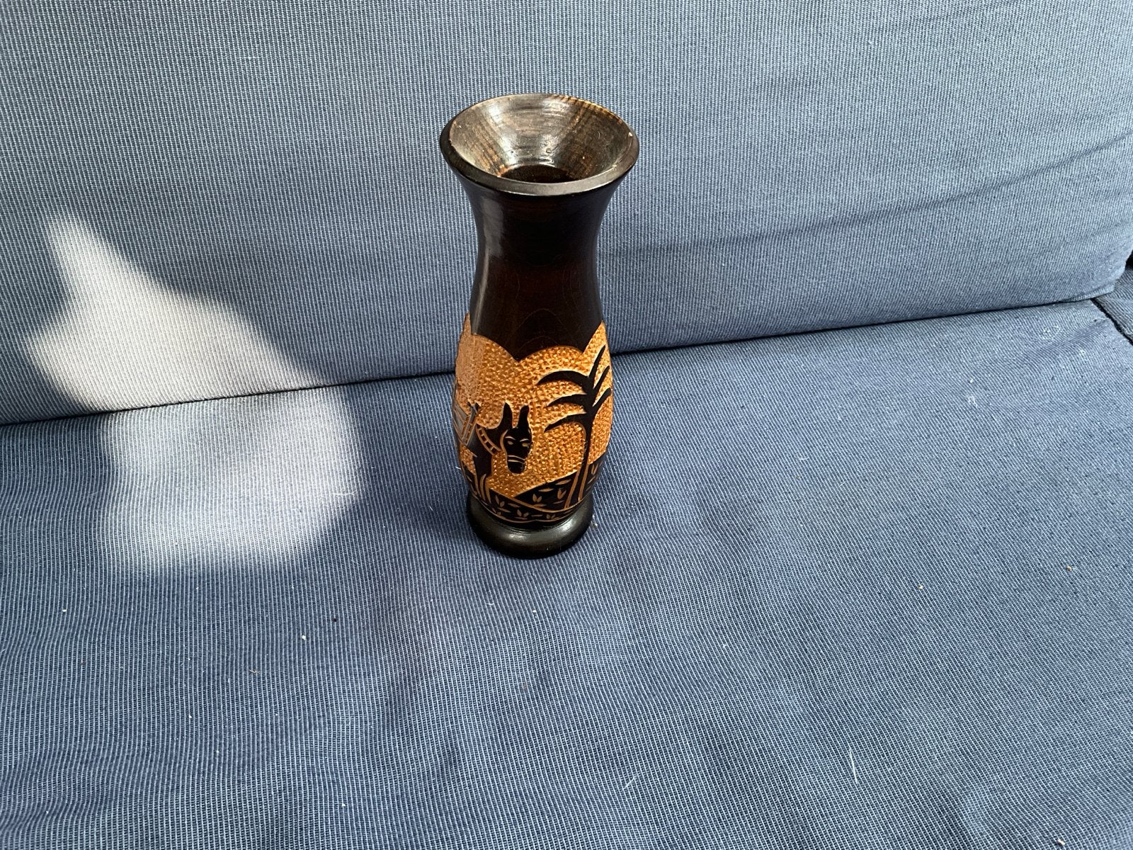 Houten vaas met Afrikaanse dieren, Antiek en Kunst, Ophalen of Verzenden