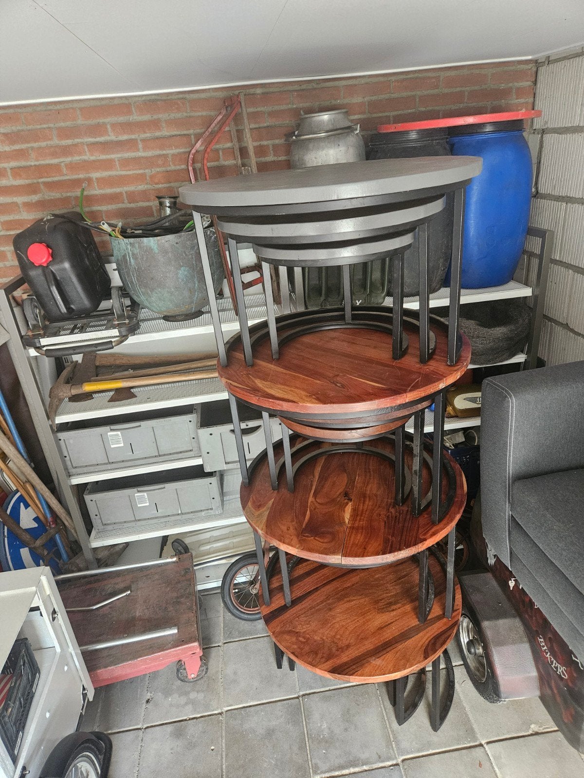 Set van 4 bijzettafels voor zelf opknappen, Ophalen, Rond, 50 tot 100 cm, 50 tot 100 cm