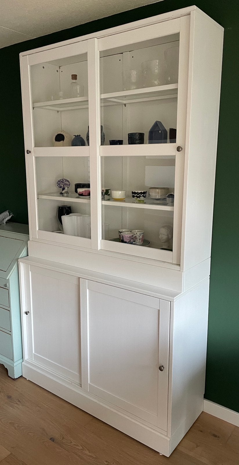 HAVSTA Ikea Opbergcombi met vitrineschuifdeuren Wit, Huis en Inrichting, Kasten | Buffetkasten, Ophalen, 100 tot 150 cm, 200 cm of meer