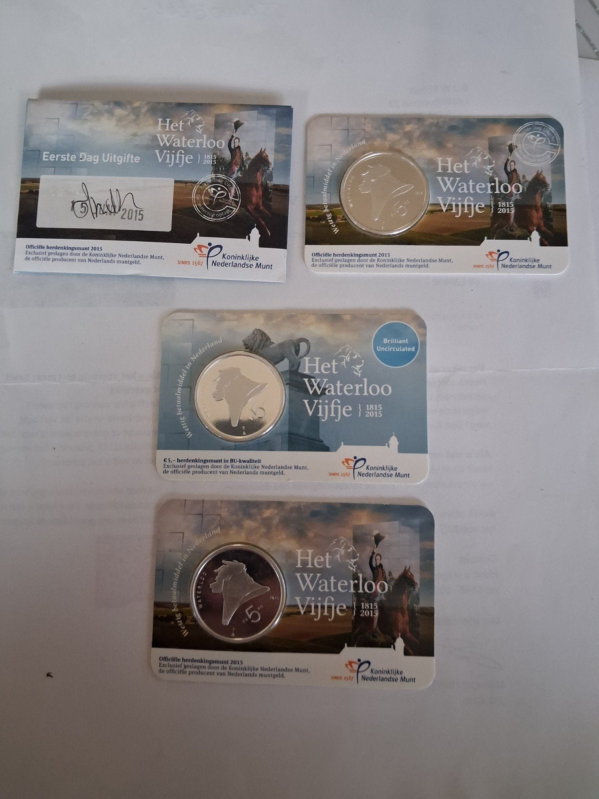 Complete set coincards Het Waterloo vijfje., Ophalen of Verzenden, Koningin Beatrix, Euro's