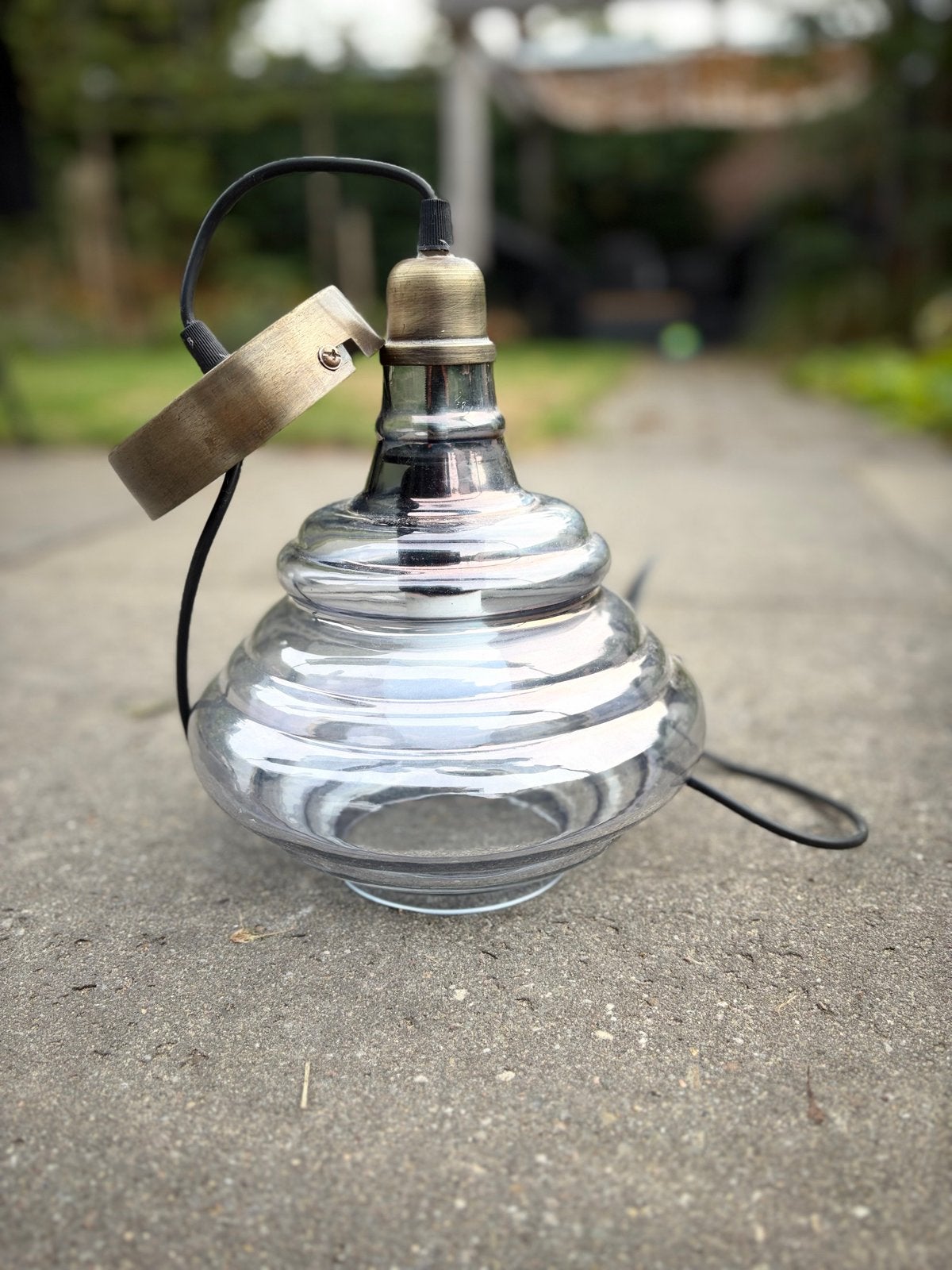 Gekleurd Glas hanglamp heel nette staat, Ophalen, Gebruikt, Glas, E27 (groot)