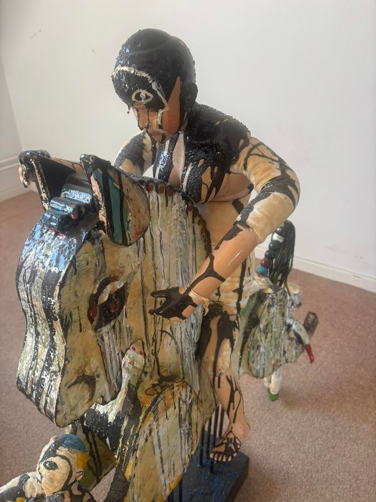 Kunst.    Paard met ruiter, Ophalen of Verzenden
