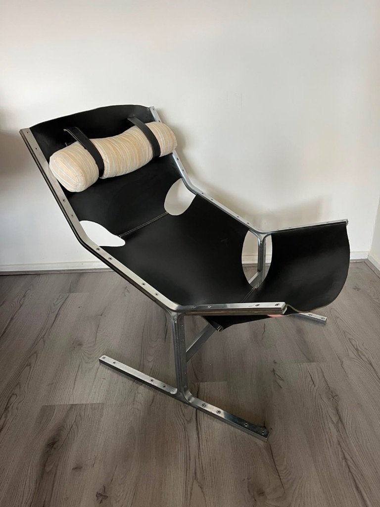 Zeldzame Pierre Thielen-loungestoel uit de jaren 60, Gebruikt, 75 tot 100 cm, Ophalen of Verzenden, Leer