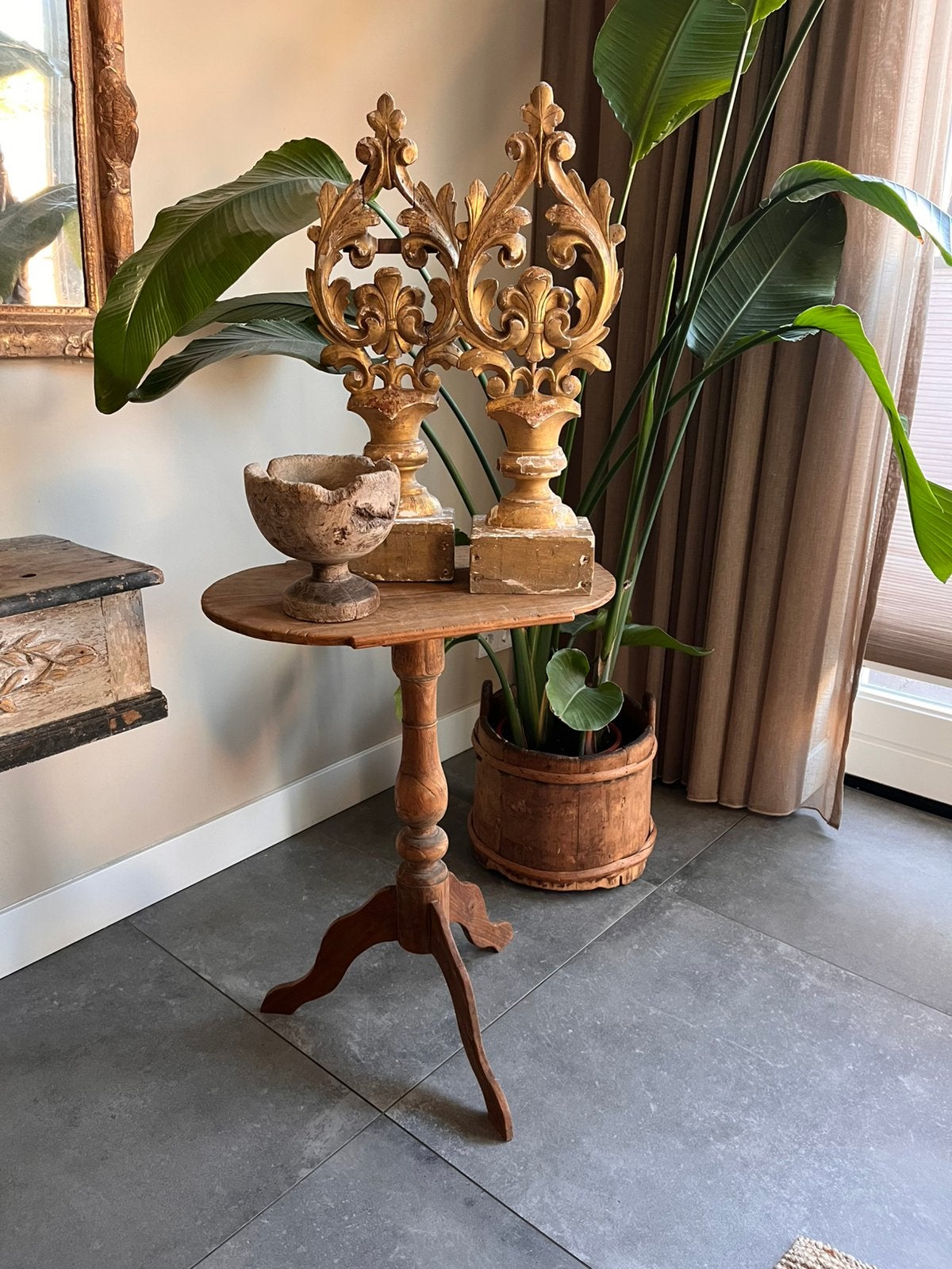 Houten wijntafel **het geruite roosje**, Ophalen of Verzenden