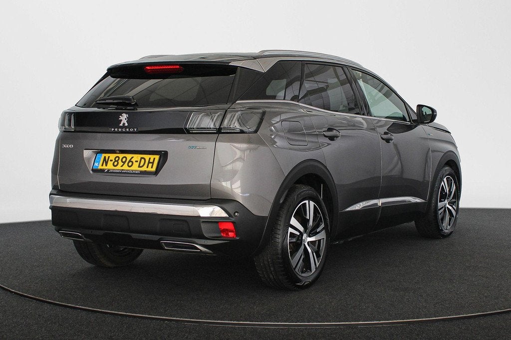 Peugeot 3008 1.6 HYbrid 225 GT Panoramadak Adaptieve cruise, Bedrijf, Grijs, Hybride Elektrisch/Benzine, 13 kWh