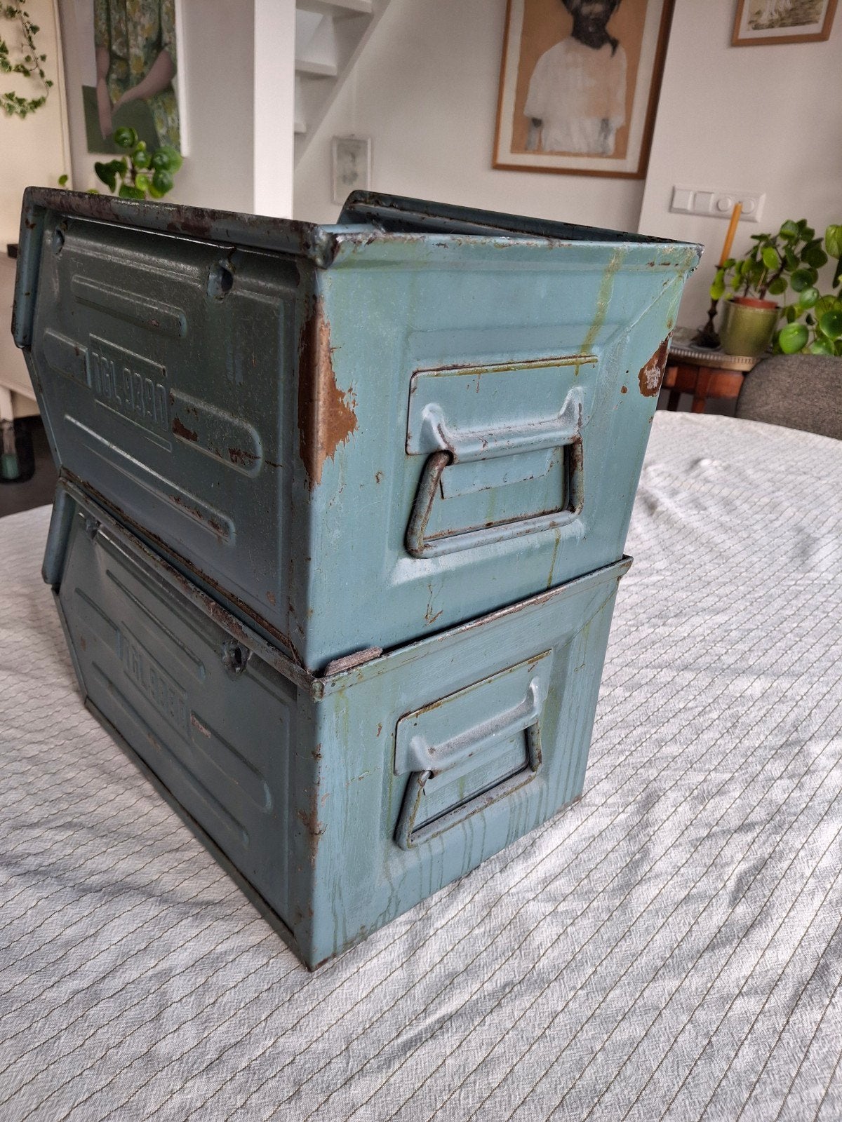 Vintage Industriële Stapelbakken - Set van 2, Ophalen of Verzenden