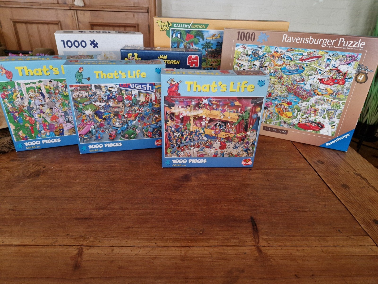 6 puzzels van 1000 stukjes en 1 van 950 stukjes, Ophalen, 500 t/m 1500 stukjes, Zo goed als nieuw