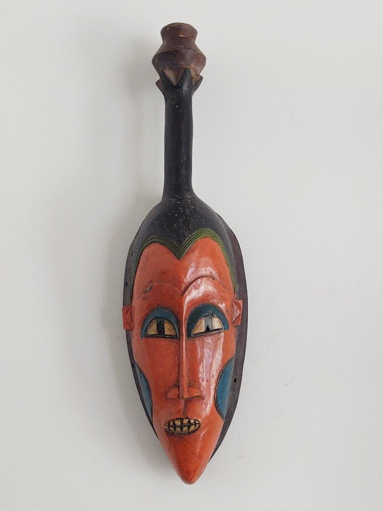 Afrikaans masker, Antiek en Kunst, Kunst | Niet-Westerse kunst, Masker, Afrika, Hout, Meerkleurig, Geschilderd, Gesneden, Handgemaakt