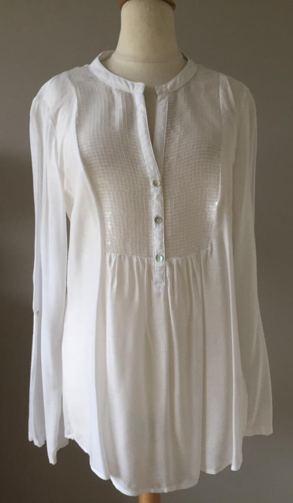 Leuke witte blouse/ tuniek met pailletjes, Ophalen of Verzenden, Nieuw, Maat 36 (S), Wit
